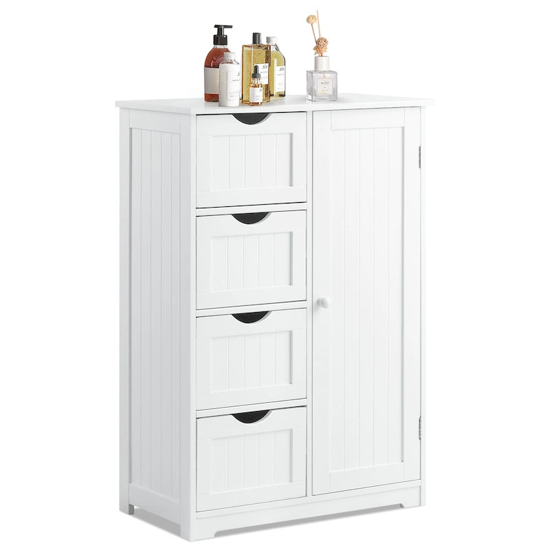 Costway Wooden 4 Drawer Bathroom Floor Cabinet Storage Cupboard 2