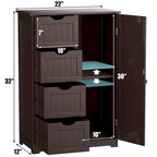 Costway Wooden 4 Drawer Bathroom Floor Cabinet Storage Cupboard 2