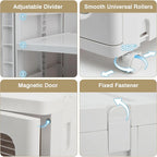 4-Tier Plastic Tall Narrow Storage Cabinet with Movable Wheels, Slim Bathroom Organizers and Storage for Small Space