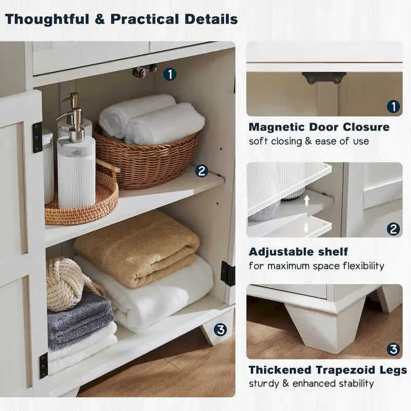 24  Farmhouse Bathroom Floor Cabinet, Wide Bathroom Storage Cabinet