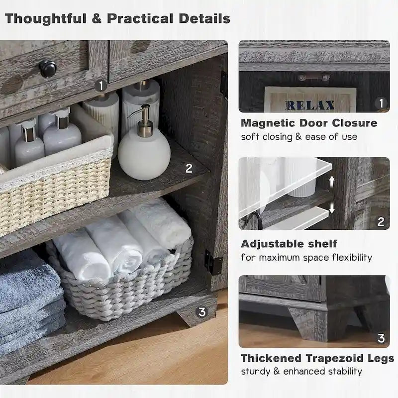 24  Farmhouse Bathroom Floor Cabinet, Wide Bathroom Storage Cabinet