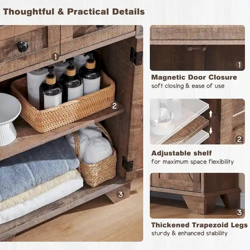 24  Farmhouse Bathroom Floor Cabinet, Wide Bathroom Storage Cabinet