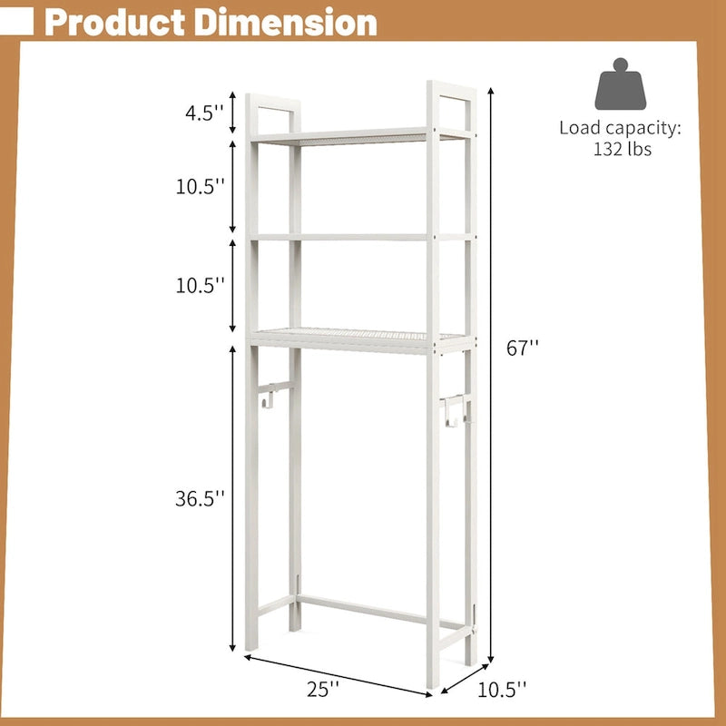 Costway Over-The-Toilet Storage Shelf Space Saving Metal Bathroom - See Details
