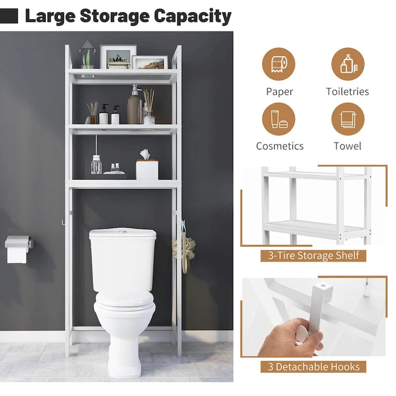 Costway Over-The-Toilet Storage Shelf Space Saving Metal Bathroom - See Details