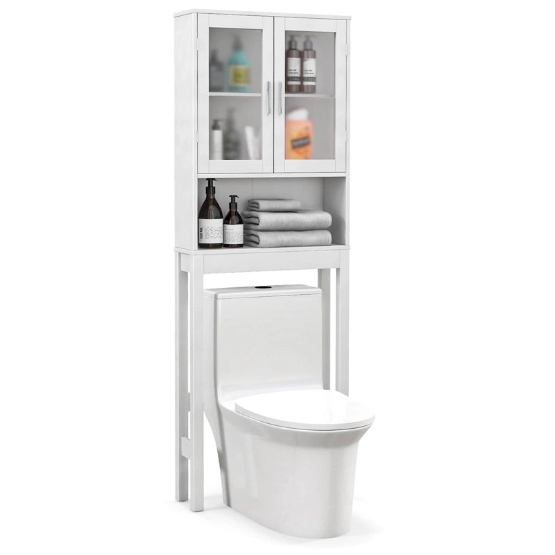 Costway Wooden Over The Toilet Storage Cabinet Spacesaver Organizer