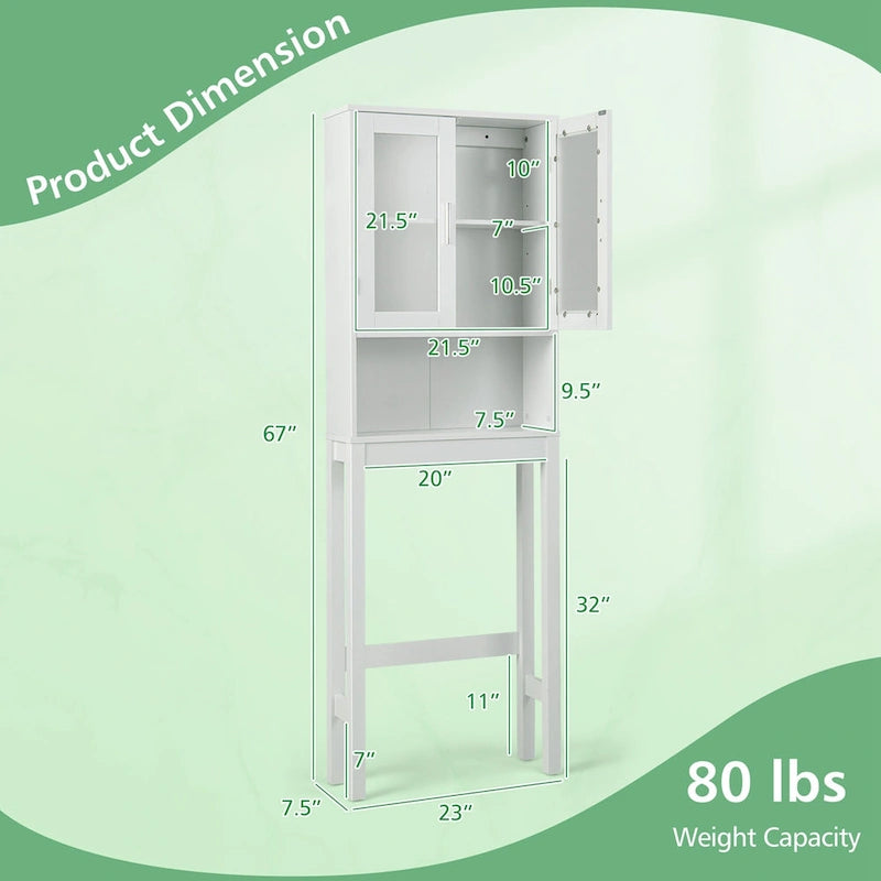 Costway Wooden Over The Toilet Storage Cabinet Spacesaver Organizer