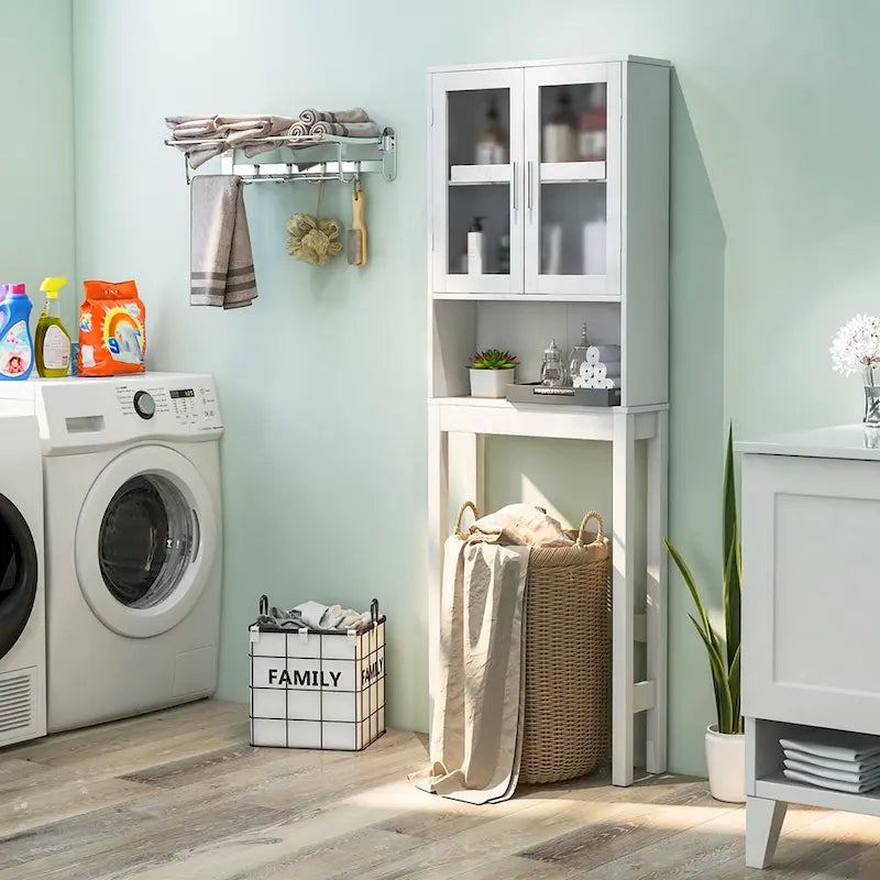 Costway Wooden Over The Toilet Storage Cabinet Spacesaver Organizer