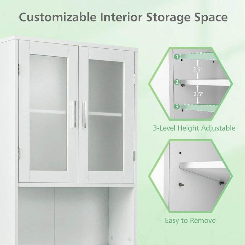 Costway Wooden Over The Toilet Storage Cabinet Spacesaver Organizer