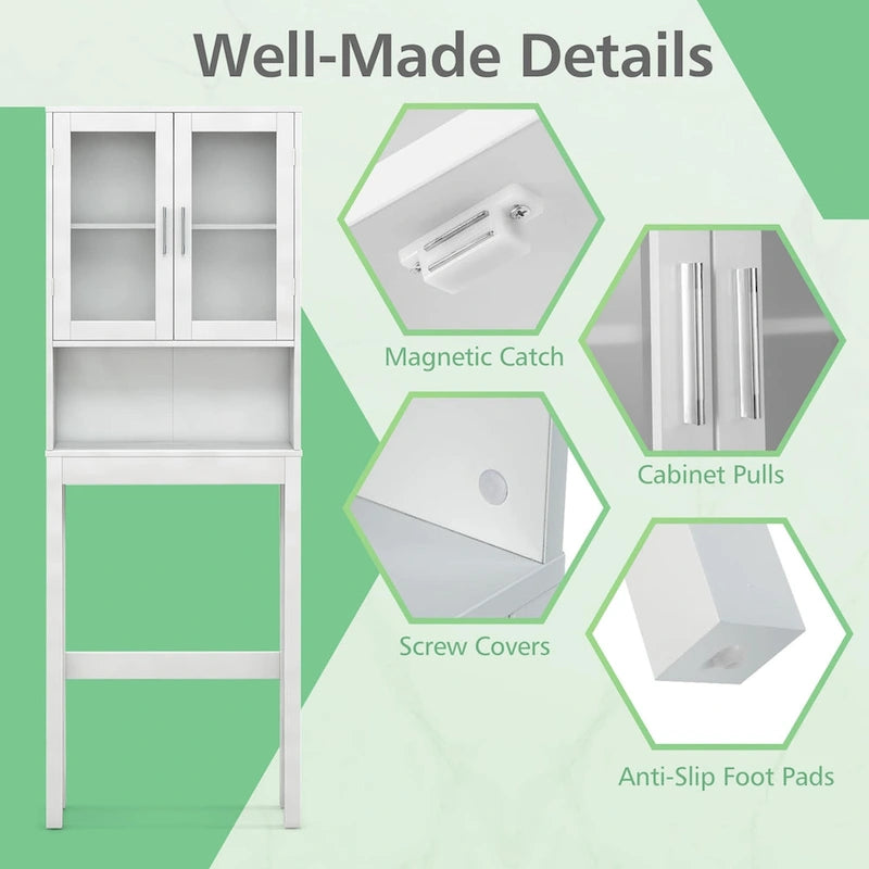 Costway Wooden Over The Toilet Storage Cabinet Spacesaver Organizer