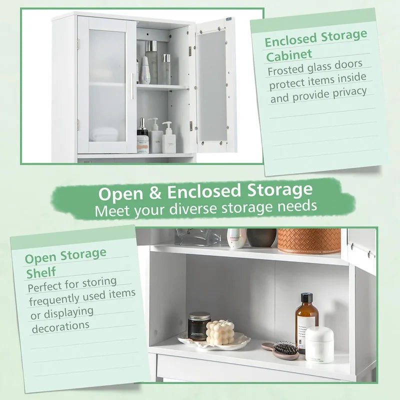 Costway Wooden Over The Toilet Storage Cabinet Spacesaver Organizer