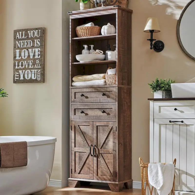 72  Tall Bathroom Storage Cabinet, Farmhouse Storage Cabinet - N/A