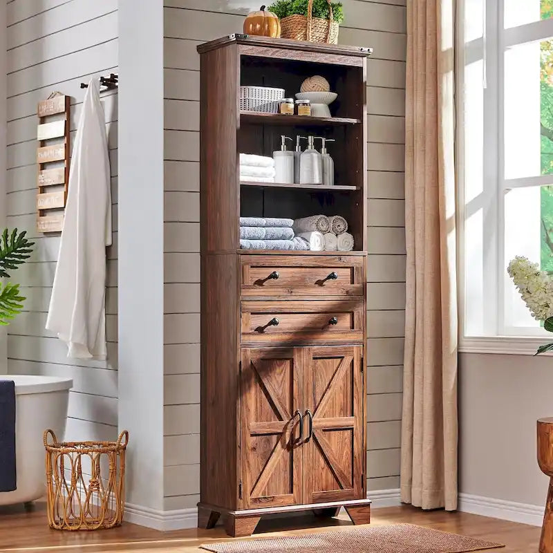 72  Tall Bathroom Storage Cabinet, Farmhouse Storage Cabinet - N/A