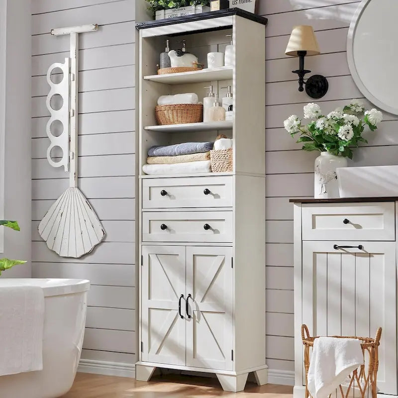 72  Tall Bathroom Storage Cabinet, Farmhouse Storage Cabinet - N/A
