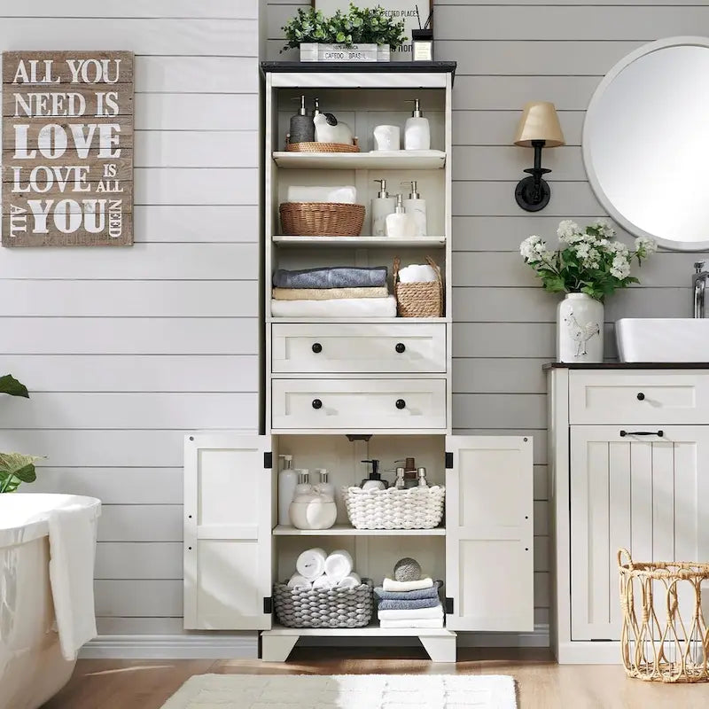 72  Tall Bathroom Storage Cabinet, Farmhouse Storage Cabinet - N/A