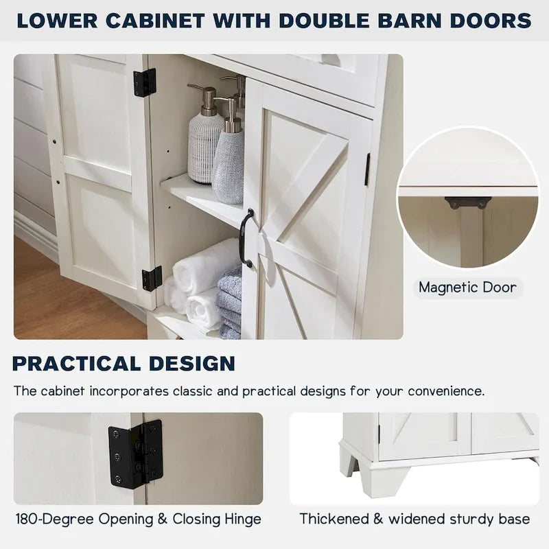 72  Tall Bathroom Storage Cabinet, Farmhouse Storage Cabinet - N/A