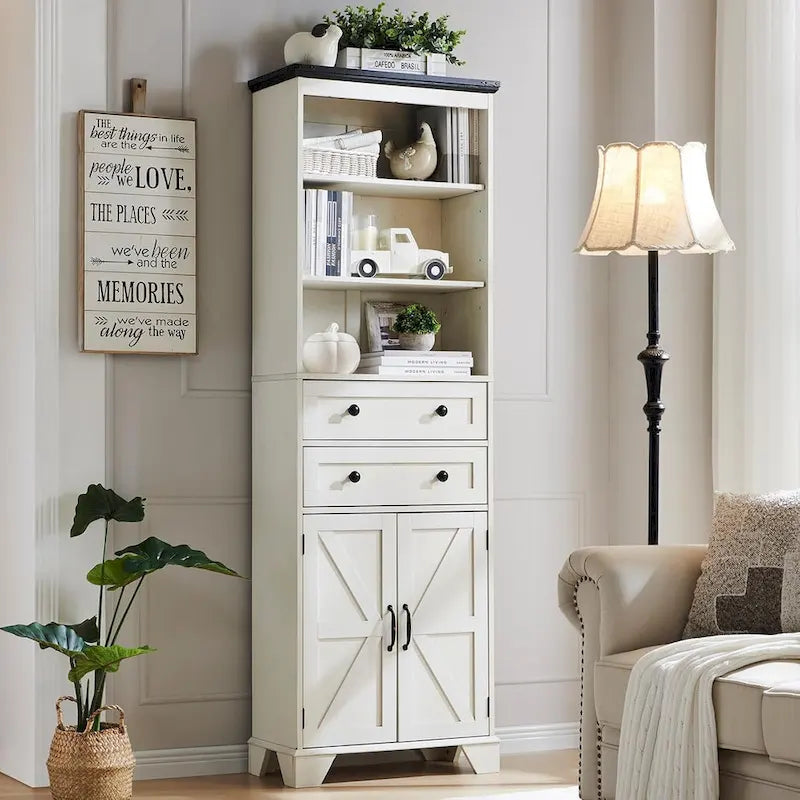 72  Tall Bathroom Storage Cabinet, Farmhouse Storage Cabinet - N/A