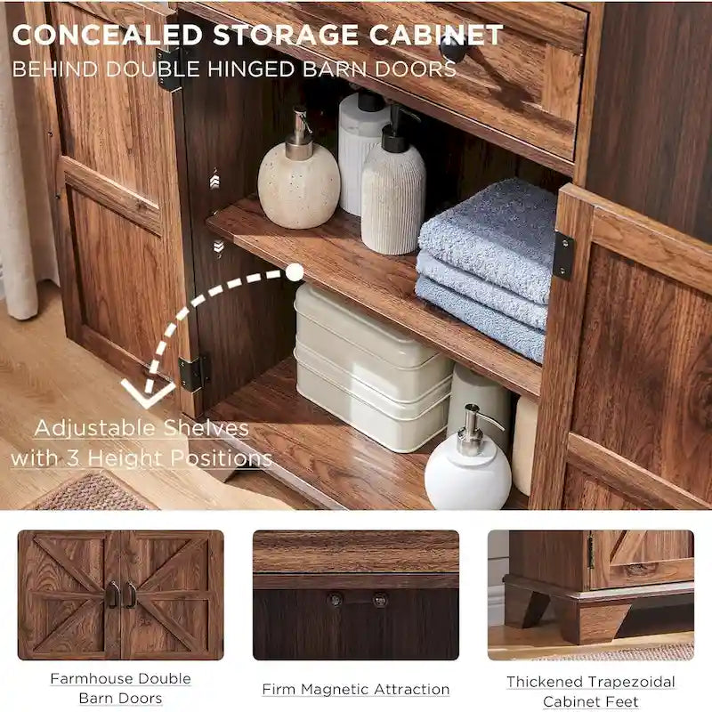 72  Tall Bathroom Storage Cabinet, Farmhouse Storage Cabinet - N/A
