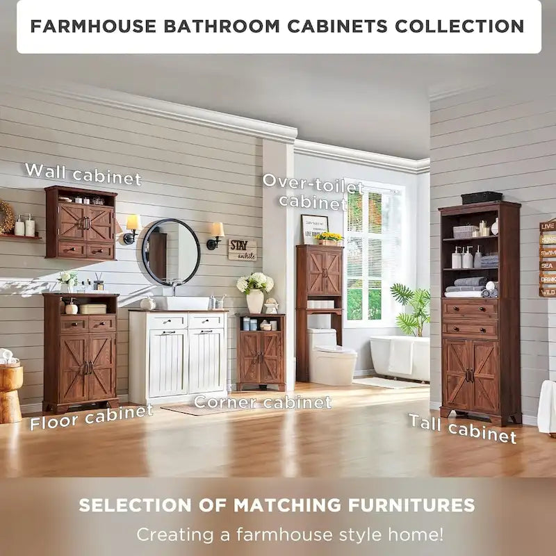 72  Tall Bathroom Storage Cabinet, Farmhouse Storage Cabinet - N/A