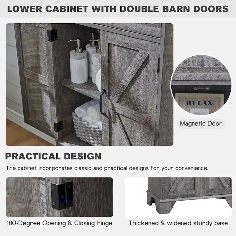 72  Tall Bathroom Storage Cabinet, Farmhouse Storage Cabinet - N/A