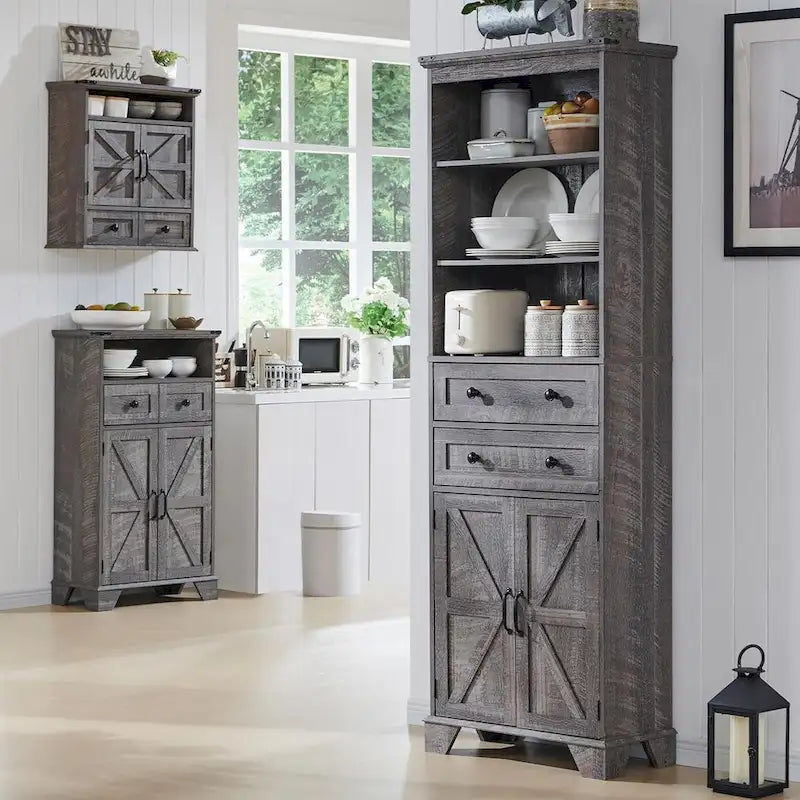 72  Tall Bathroom Storage Cabinet, Farmhouse Storage Cabinet - N/A