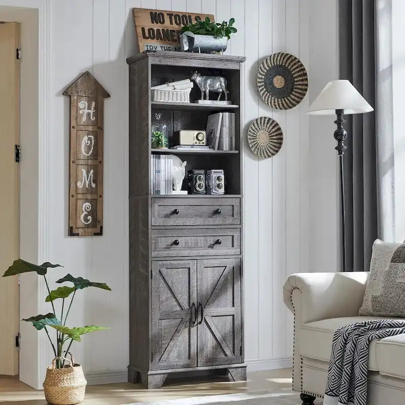 72  Tall Bathroom Storage Cabinet, Farmhouse Storage Cabinet - N/A