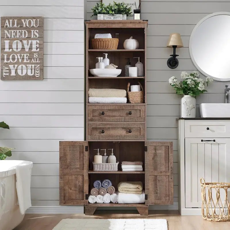 72  Tall Bathroom Storage Cabinet, Farmhouse Storage Cabinet - N/A