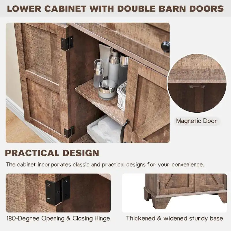 72  Tall Bathroom Storage Cabinet, Farmhouse Storage Cabinet - N/A