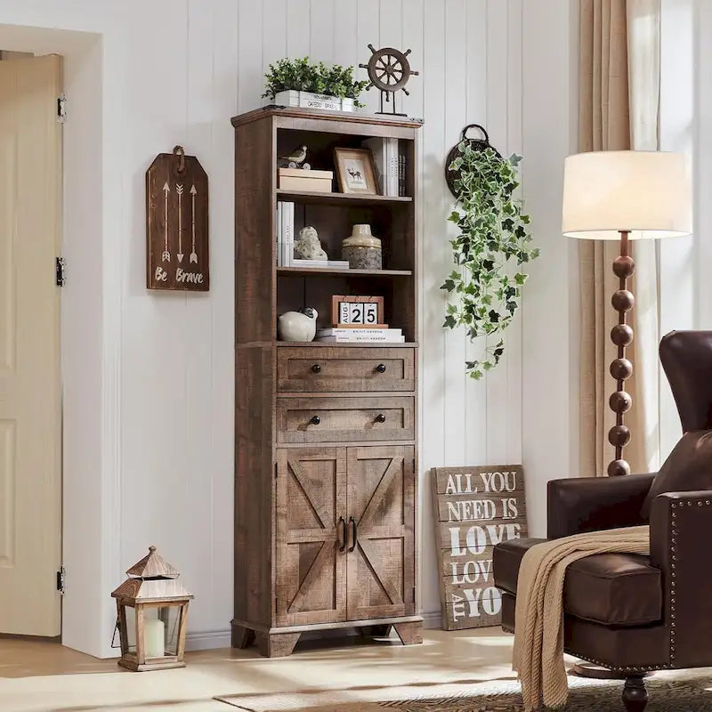 72  Tall Bathroom Storage Cabinet, Farmhouse Storage Cabinet - N/A