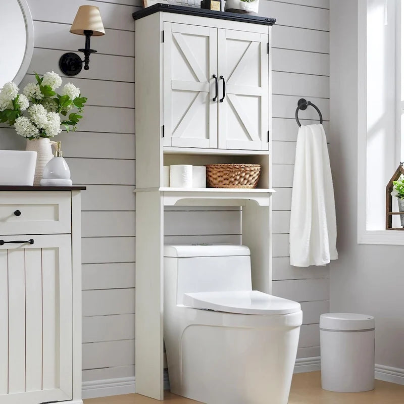 Farmhouse Over The Toilet Storage Cabinet, 67  Tall Bathroom Cabinet