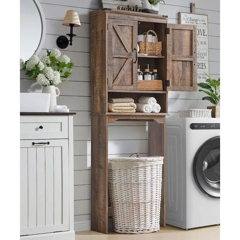 Farmhouse Over The Toilet Storage Cabinet, 67  Tall Bathroom Cabinet