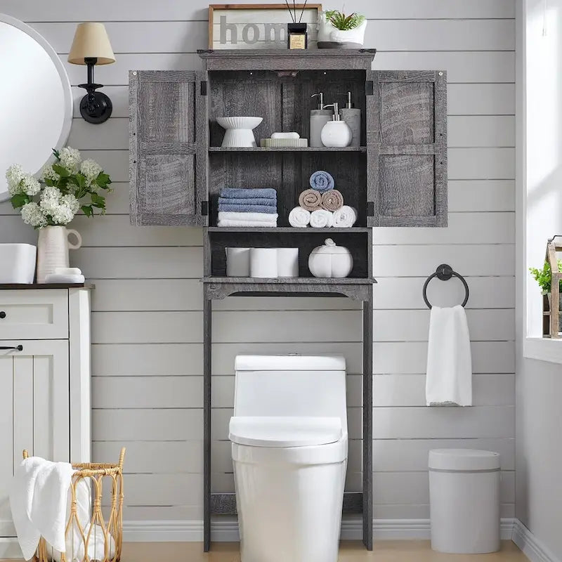 Farmhouse Over The Toilet Storage Cabinet, 67  Tall Bathroom Cabinet