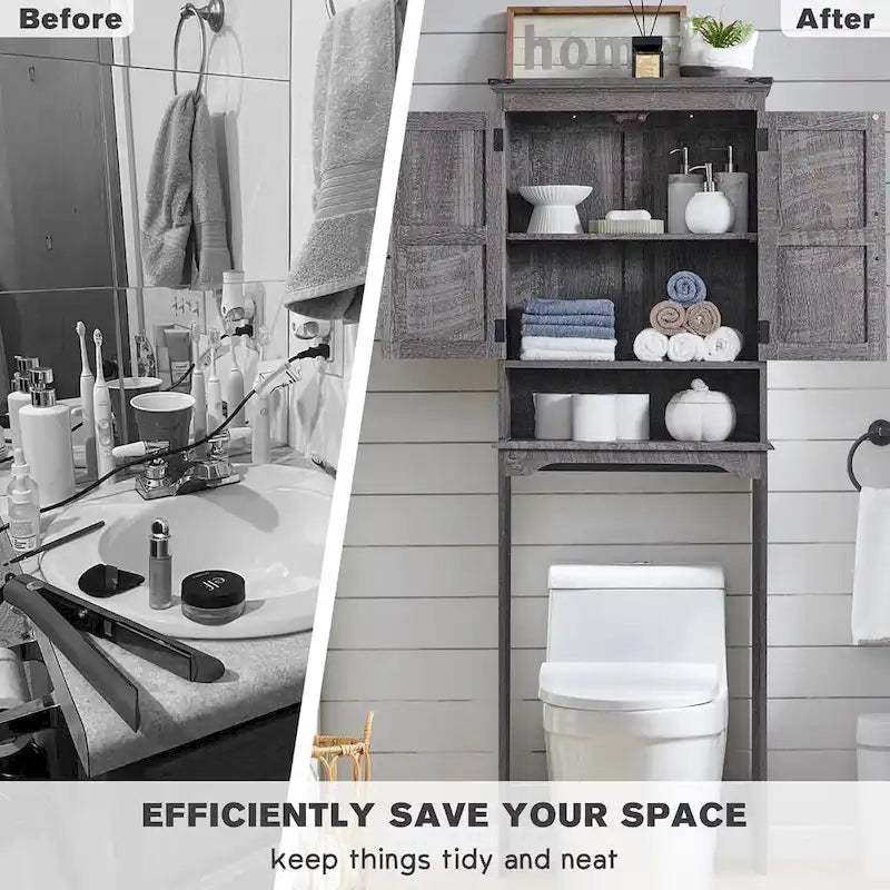 Farmhouse Over The Toilet Storage Cabinet, 67  Tall Bathroom Cabinet
