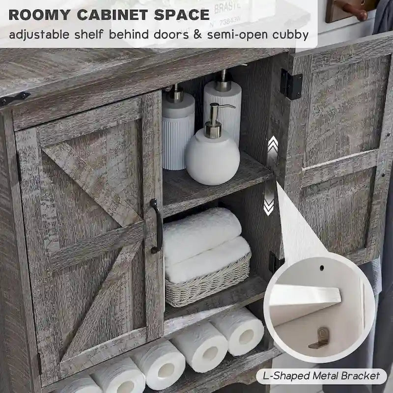 Farmhouse Over The Toilet Storage Cabinet, 67  Tall Bathroom Cabinet