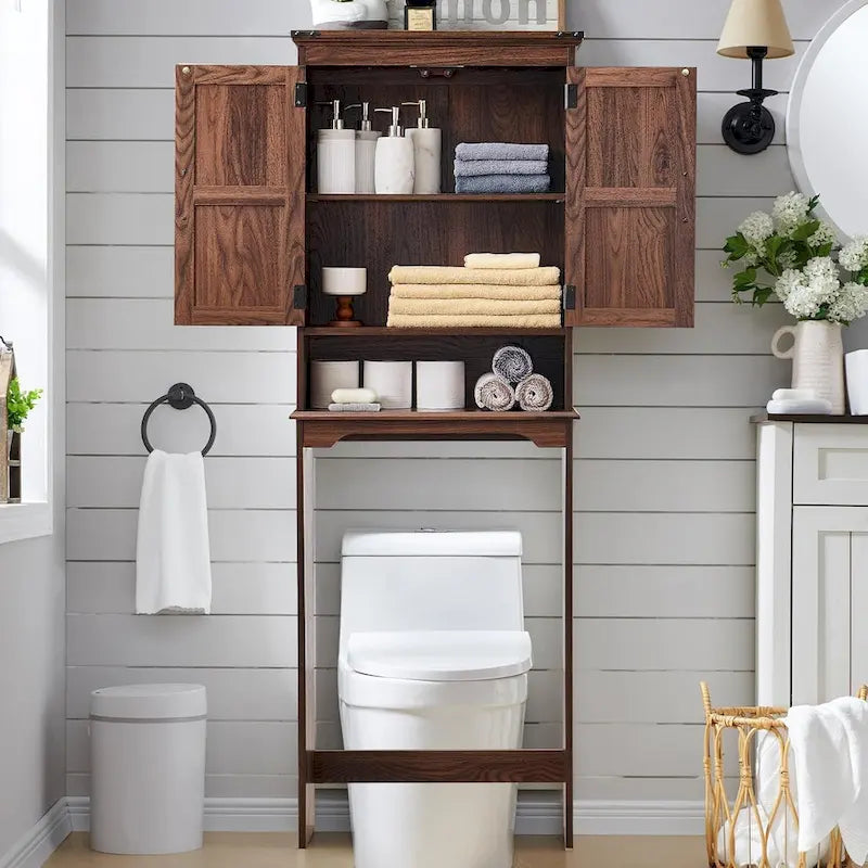 Farmhouse Over The Toilet Storage Cabinet, 67  Tall Bathroom Cabinet