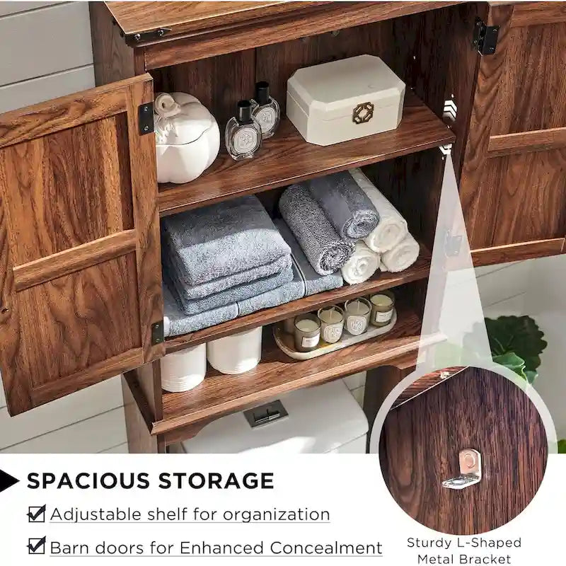 Farmhouse Over The Toilet Storage Cabinet, 67  Tall Bathroom Cabinet