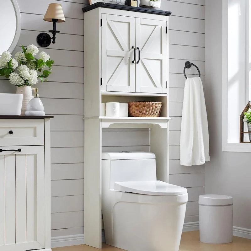 Farmhouse Over The Toilet Storage Cabinet, 67  Tall Bathroom Cabinet
