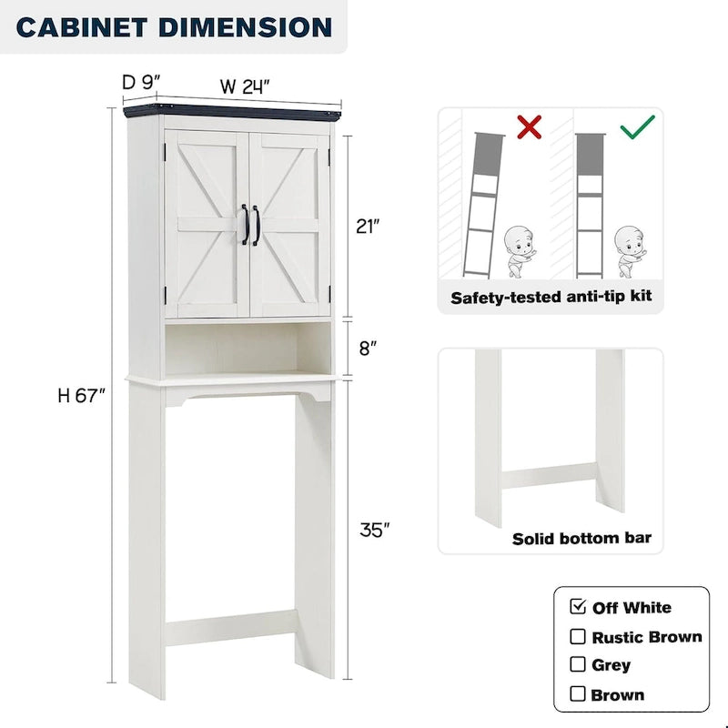Farmhouse Over The Toilet Storage Cabinet, 67  Tall Bathroom Cabinet