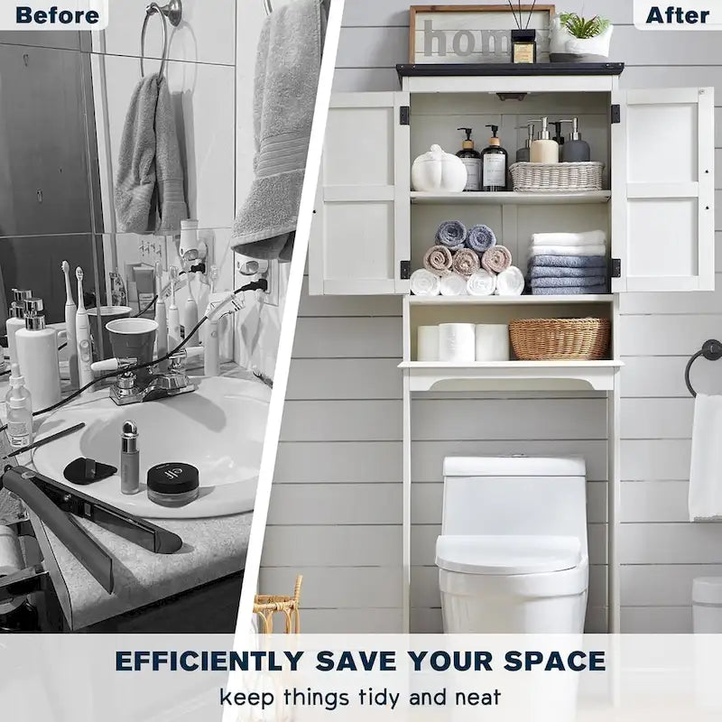 Farmhouse Over The Toilet Storage Cabinet, 67  Tall Bathroom Cabinet