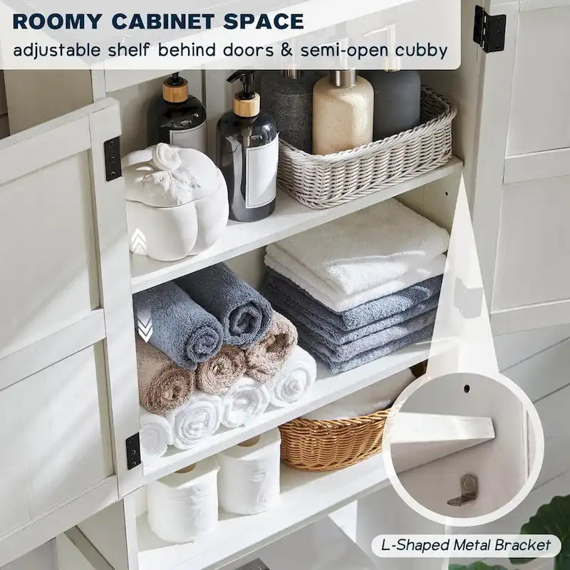 Farmhouse Over The Toilet Storage Cabinet, 67  Tall Bathroom Cabinet