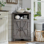 Farmhouse Corner Bathroom Cabinet, Small Corner Cabinet with Barn Door - N/A