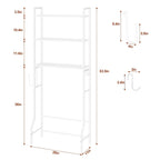 3 Tier Above Toilet Storage Rack for Bathroom with Metal Frame and Hooks