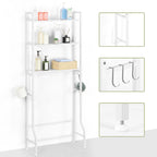 3 Tier Above Toilet Storage Rack for Bathroom with Metal Frame and Hooks