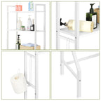 3 Tier Above Toilet Storage Rack for Bathroom with Metal Frame and Hooks