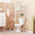 3 Tier Above Toilet Storage Rack for Bathroom with Metal Frame and Hooks