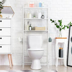 3 Tier Above Toilet Storage Rack for Bathroom with Metal Frame and Hooks