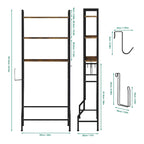 3 Tier Above Toilet Storage Rack for Bathroom with Metal Frame and Hooks