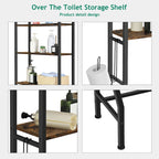 3 Tier Above Toilet Storage Rack for Bathroom with Metal Frame and Hooks