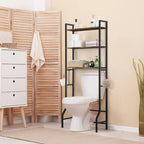 3 Tier Above Toilet Storage Rack for Bathroom with Metal Frame and Hooks