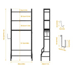 3 Tier Above Toilet Storage Rack for Bathroom with Metal Frame and Hooks