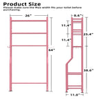 3-Tier Over The Toilet Storage, Freestanding Metal Bathroom Shelves with 4 Hooks, Over Toilet Storage Shelf with Paper Holder